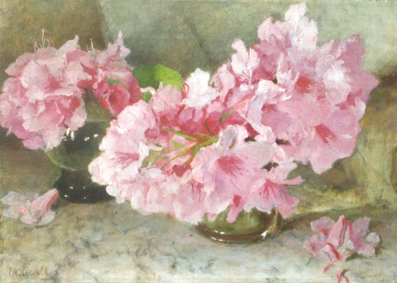 Oldewelt F.G.W.  | 'Ferdinand' Gustaaf Willem Oldewelt, Rhododendron, oil on canvas 33.0 x 46.2 cm, signed l.l.