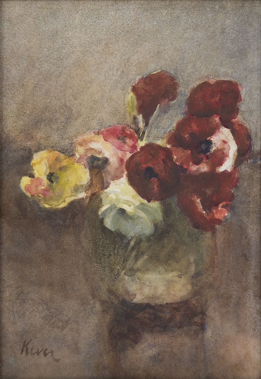 Hein Kever | Still life of buttercups, watercolour on paper, 28.5 x 21.0 cm, signed l.l.