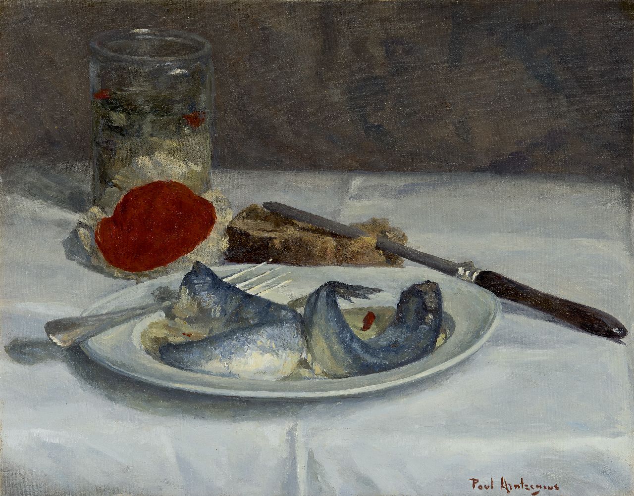 Arntzenius P.  | Paul Arntzenius, A still life with herring, oil on canvas 31.4 x 39.2 cm, signed l.r.