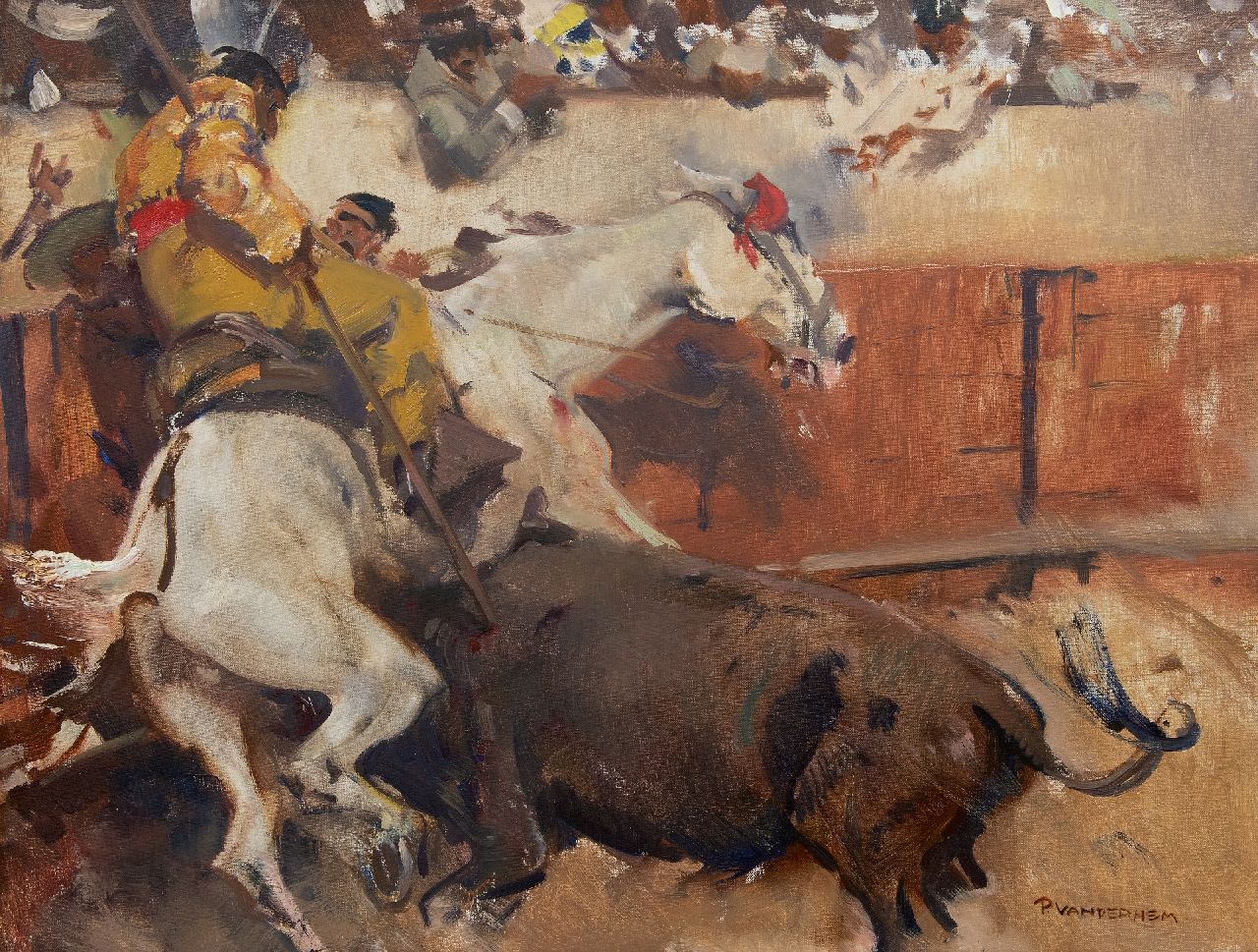 Hem P. van der | Pieter 'Piet' van der Hem, A bullfight, Madrid, oil on canvas 50.3 x 65.2 cm, signed l.r. and painted ca. 1914