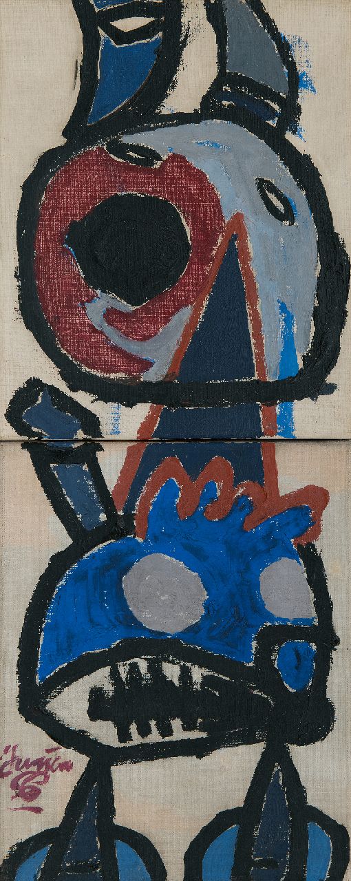 Haan J. de | Jurjen de Haan | Paintings offered for sale | Abstract creature, oil on canvas 60.0 x 24.2 cm, signed l.l. and dated '56