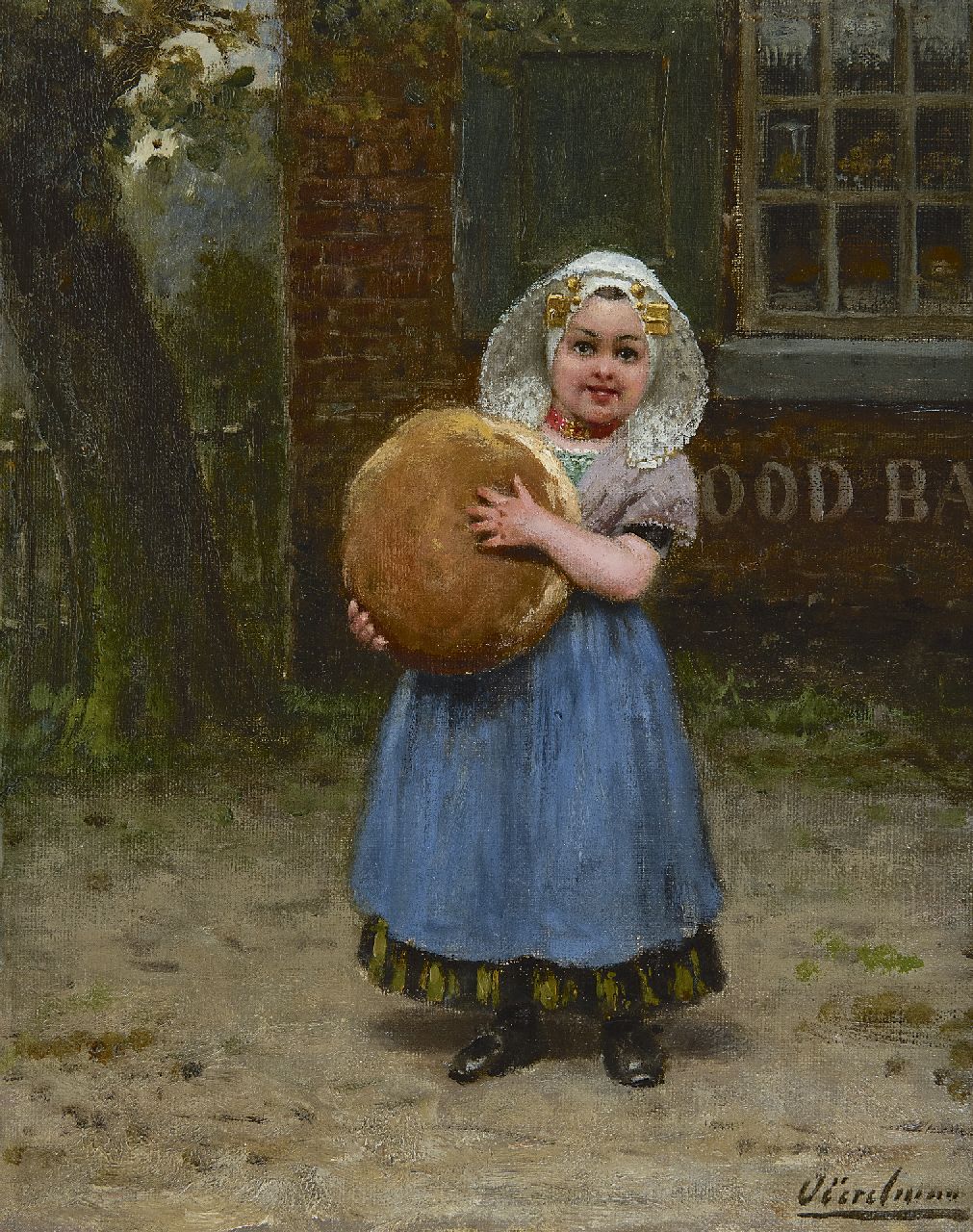 Eerelman O.  | Otto Eerelman, A child with fresh bread, oil on canvas 31.8 x 26.1 cm, signed l.r.