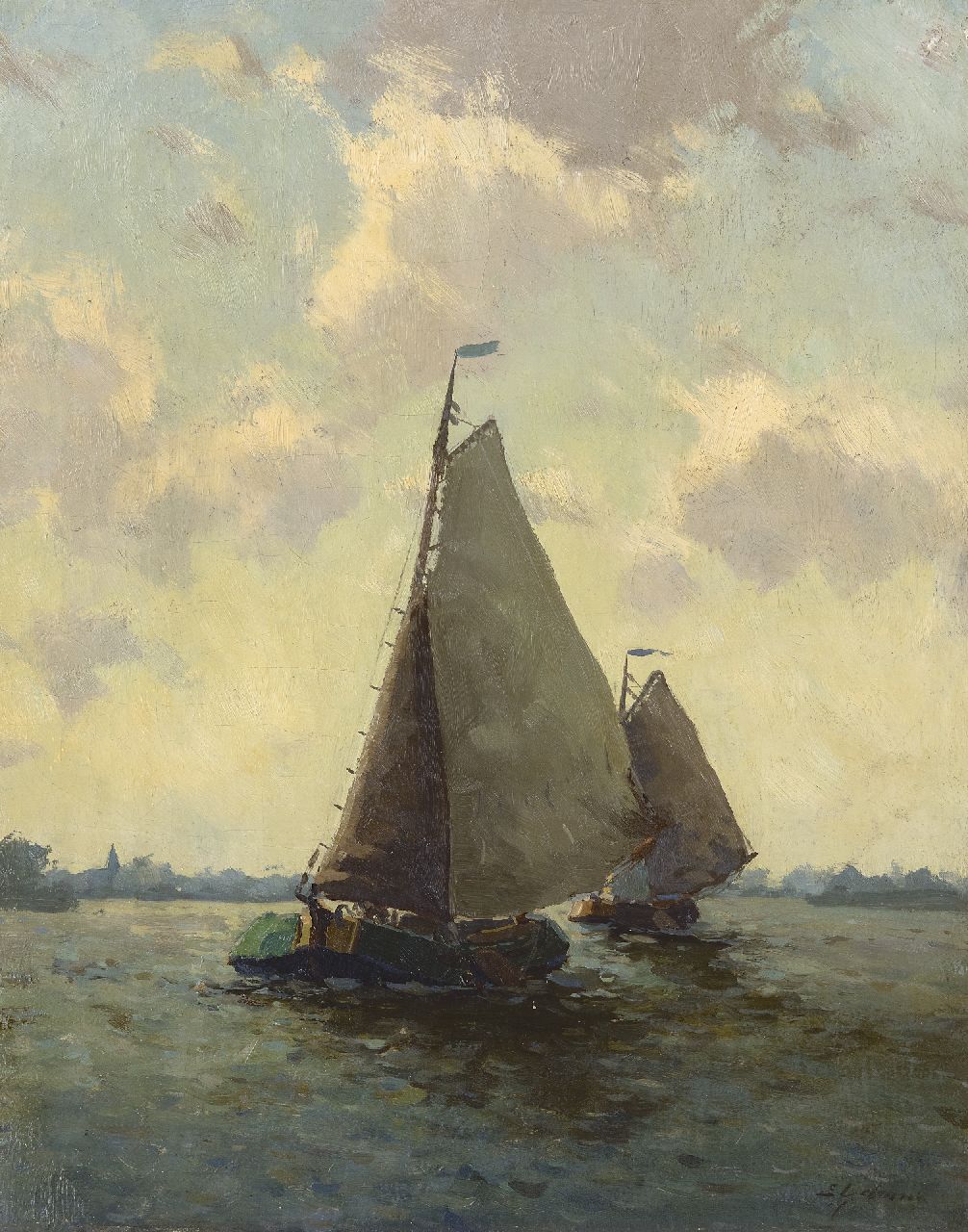 Ydema E.  | Egnatius Ydema, Sailing ships, oil on canvas 50.8 x 40.9 cm, signed l.r. and on the stretcher