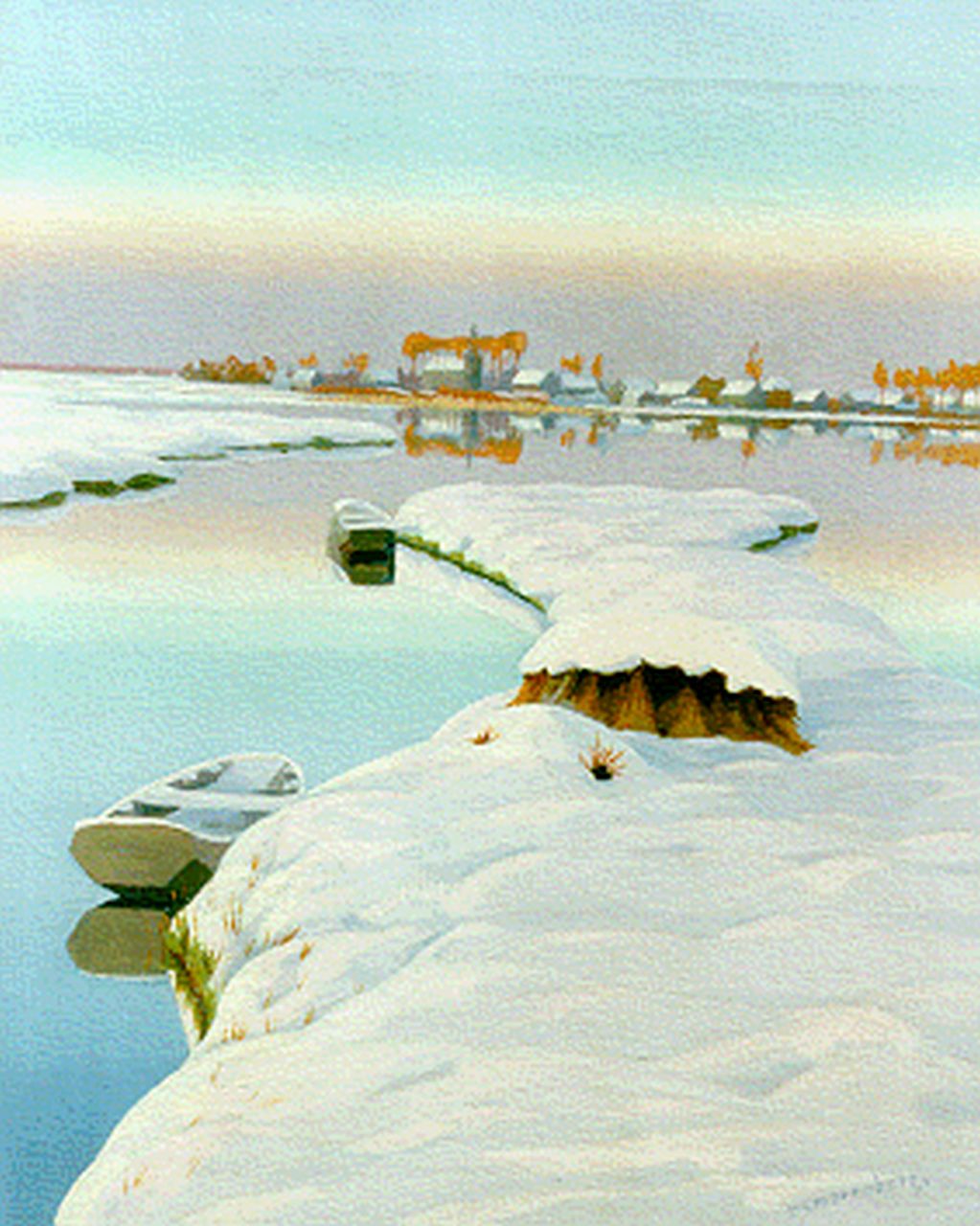 Smorenberg D.  | Dirk Smorenberg, A winter landscape, Loosdrecht, oil on canvas 50.0 x 40.2 cm, signed l.r.