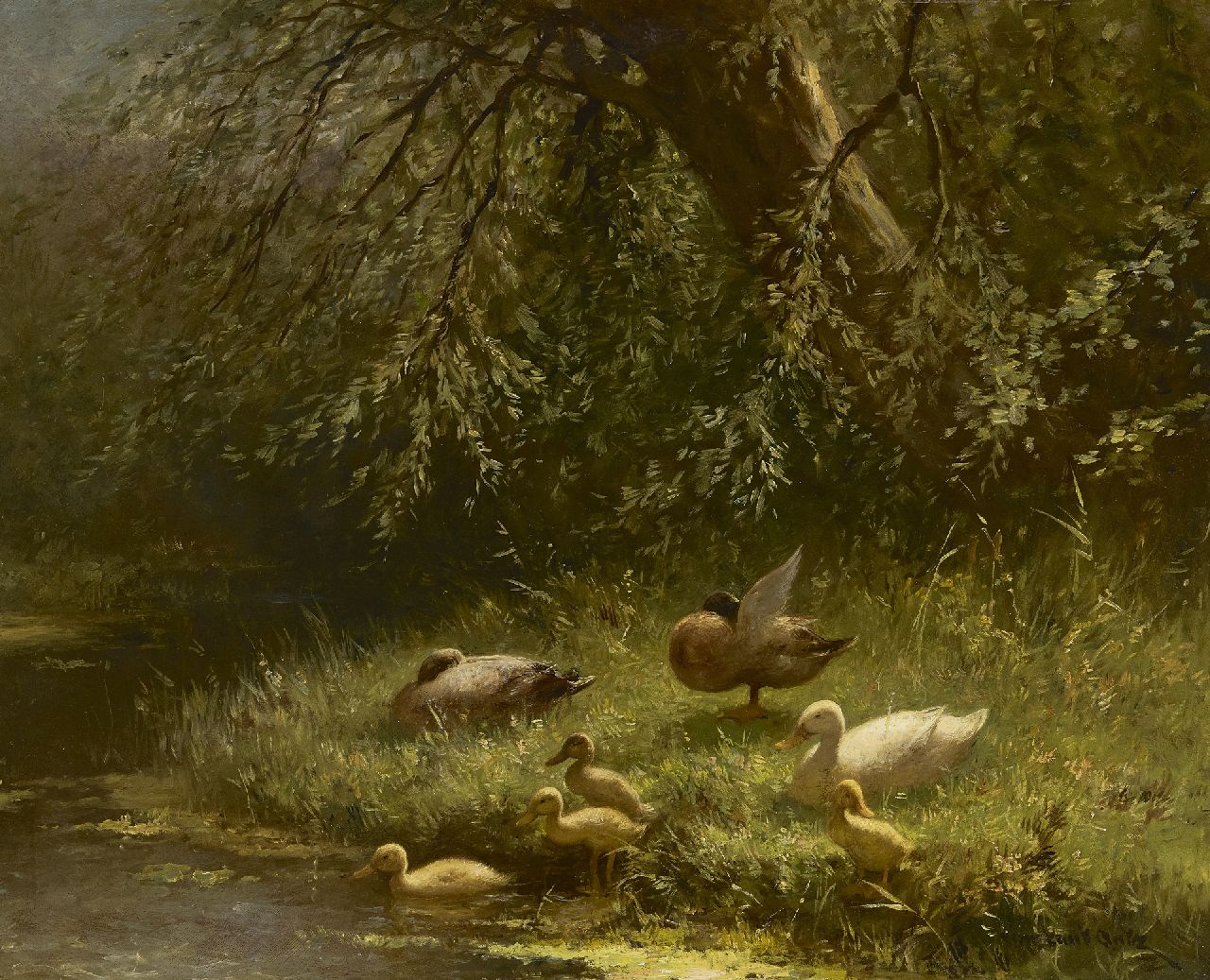 Artz C.D.L.  | 'Constant' David Ludovic Artz | Paintings offered for sale | Ducks near the waterfront, oil on panel 40.1 x 50.2 cm, signed l.r. and without frame