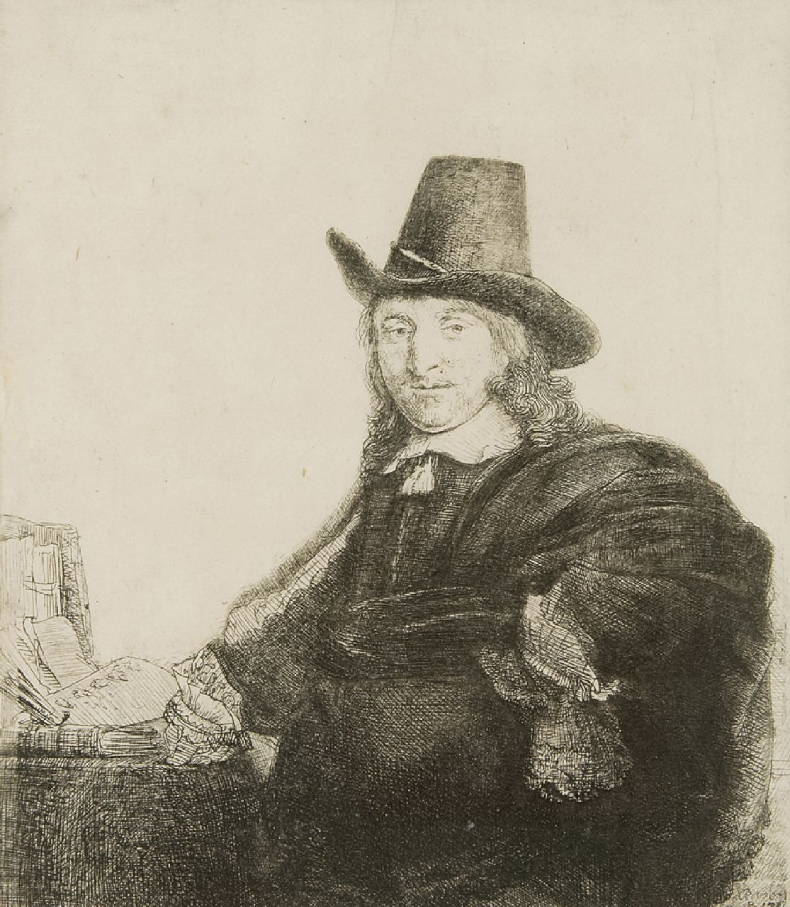 Rembrandt (Rembrandt Harmensz. van Rijn)   | Rembrandt (Rembrandt Harmensz. van Rijn), The painter Jan Asselijn, also called 'Krabbetje', etching 19.2 x 16.4 cm, signed l.r. in the plate