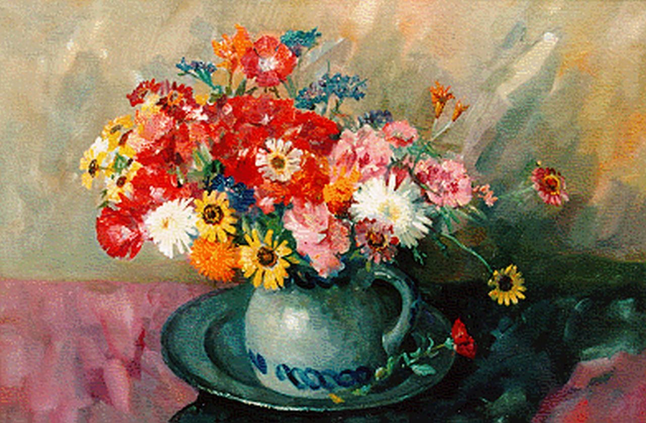 Groen H.P.  | Hendrik Pieter 'Piet' Groen, A summer bouquet, oil on canvas 50.5 x 70.0 cm, signed l.r.