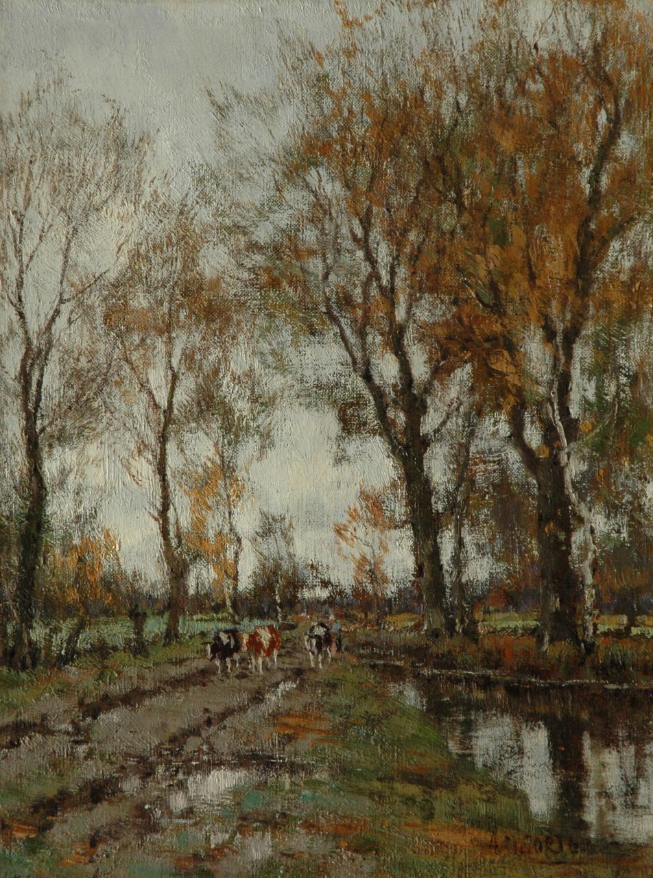 Gorter A.M.  | 'Arnold' Marc Gorter, Homeward bound along the 'Vordense beek', oil on canvas 42.6 x 32.2 cm, signed l.r.