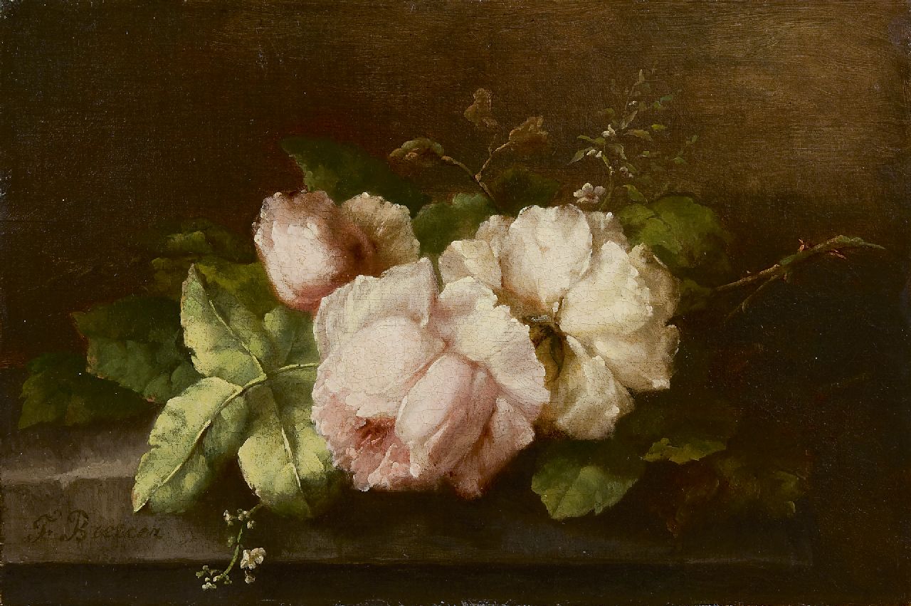 Breuer-Wikman F.  | Frederika Breuer-Wikman, A still life with roses, oil on canvas 29.9 x 44.9 cm, signed l.l.