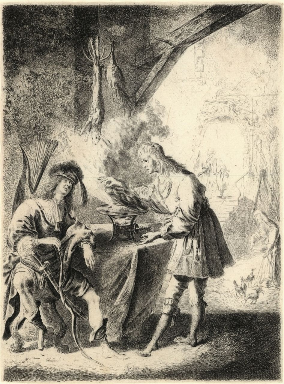 Peeter Rodermont | Esau selling his birthright to Jacob, etching, 28.0 x 20.7 cm
