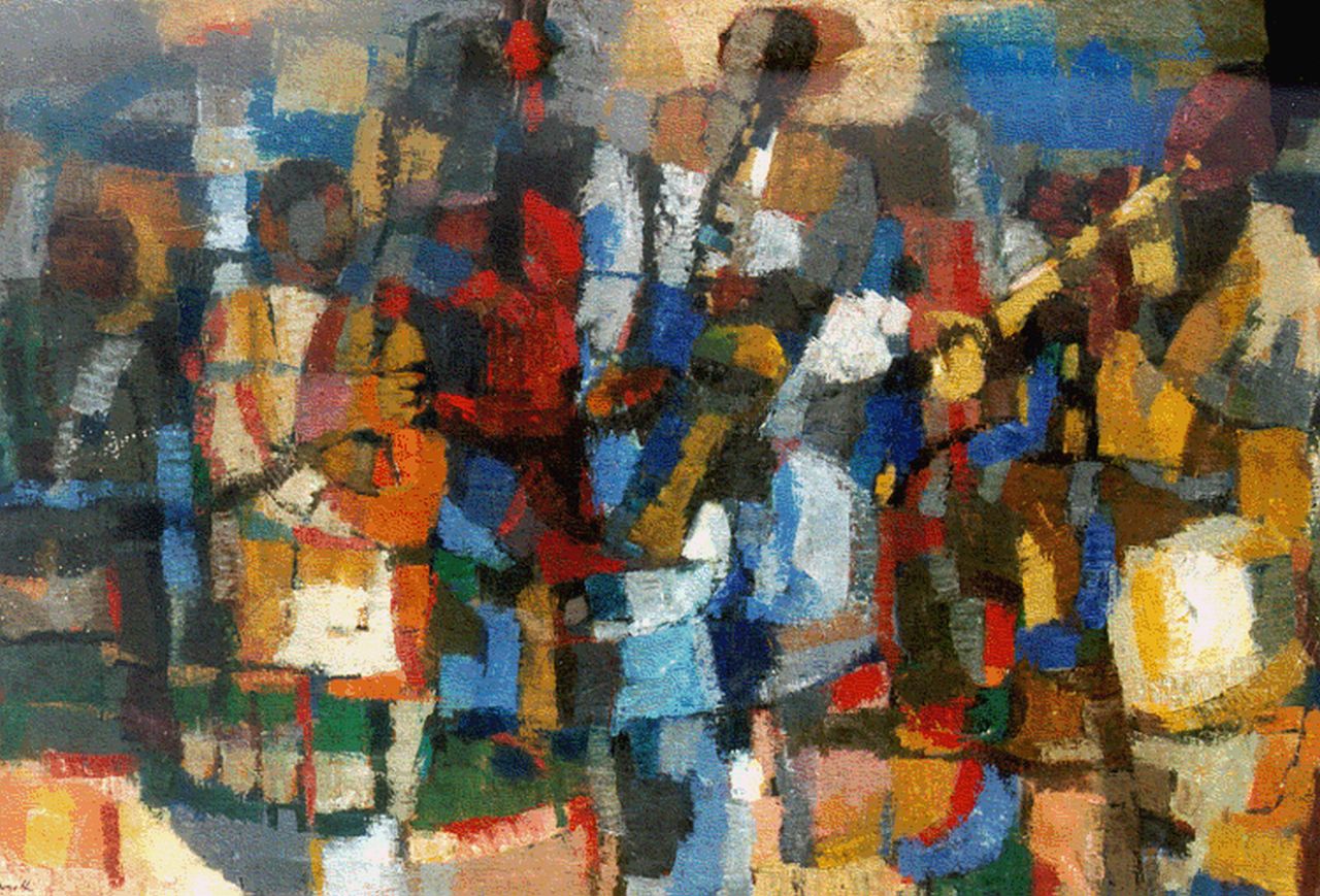 Casotti U.M.  | Umberto Maria Casotti, Jazz band, oil on canvas 135.5 x 201.0 cm, signed l.l. and painted between 1956-1957