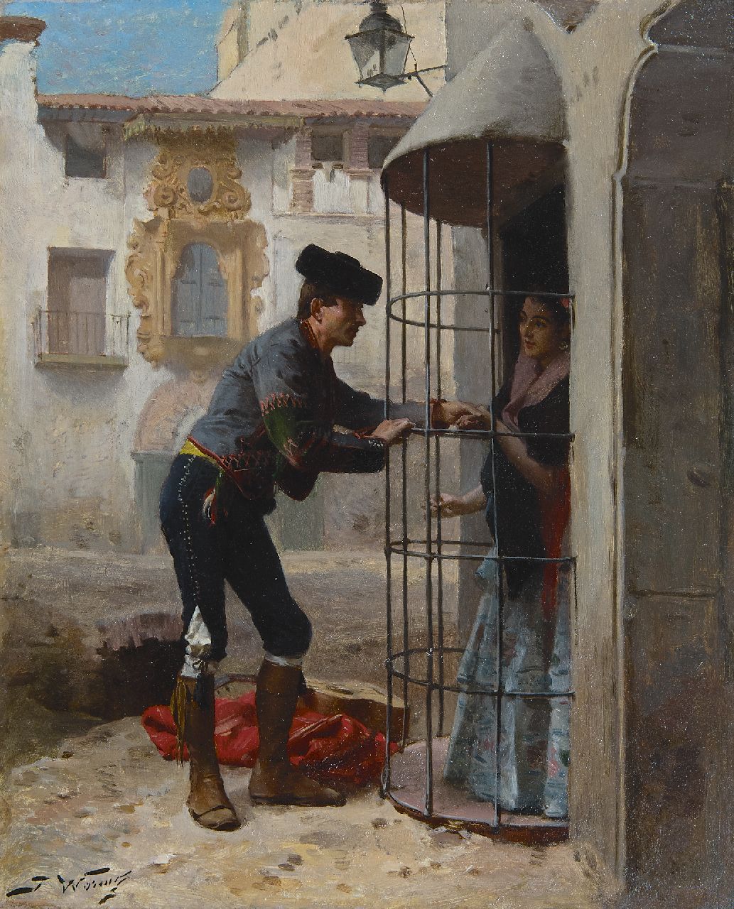 Jules Worms | The amorous torero, oil on panel, 27.0 x 21.8 cm, signed l.l.