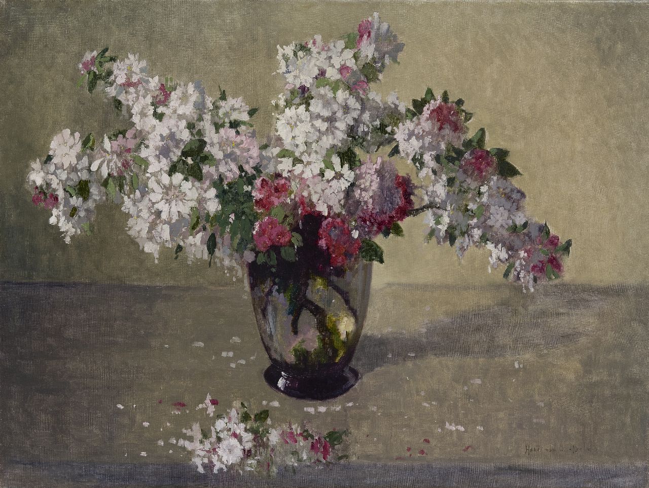 Henri van Os-Delhez | Apple blossom, oil on canvas, 59.9 x 79.8 cm, signed l.r.