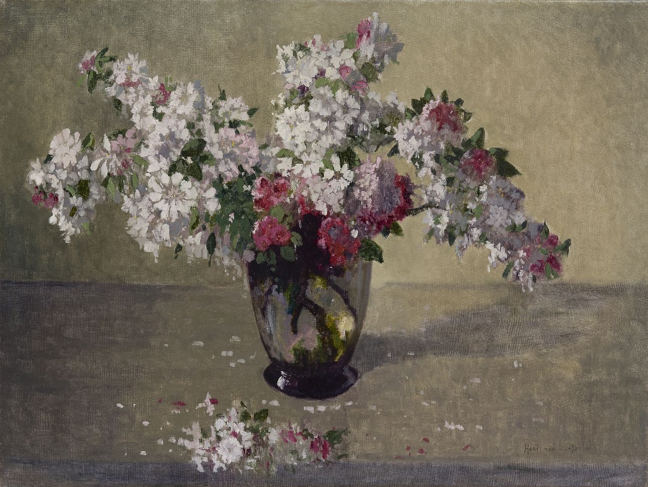 Os-Delhez (Hendrik van Os) H. van | Hendrik 'Henri' van Os-Delhez (Hendrik van Os) | Paintings offered for sale | Apple blossom, oil on canvas 59.9 x 79.8 cm, signed l.r. and without frame