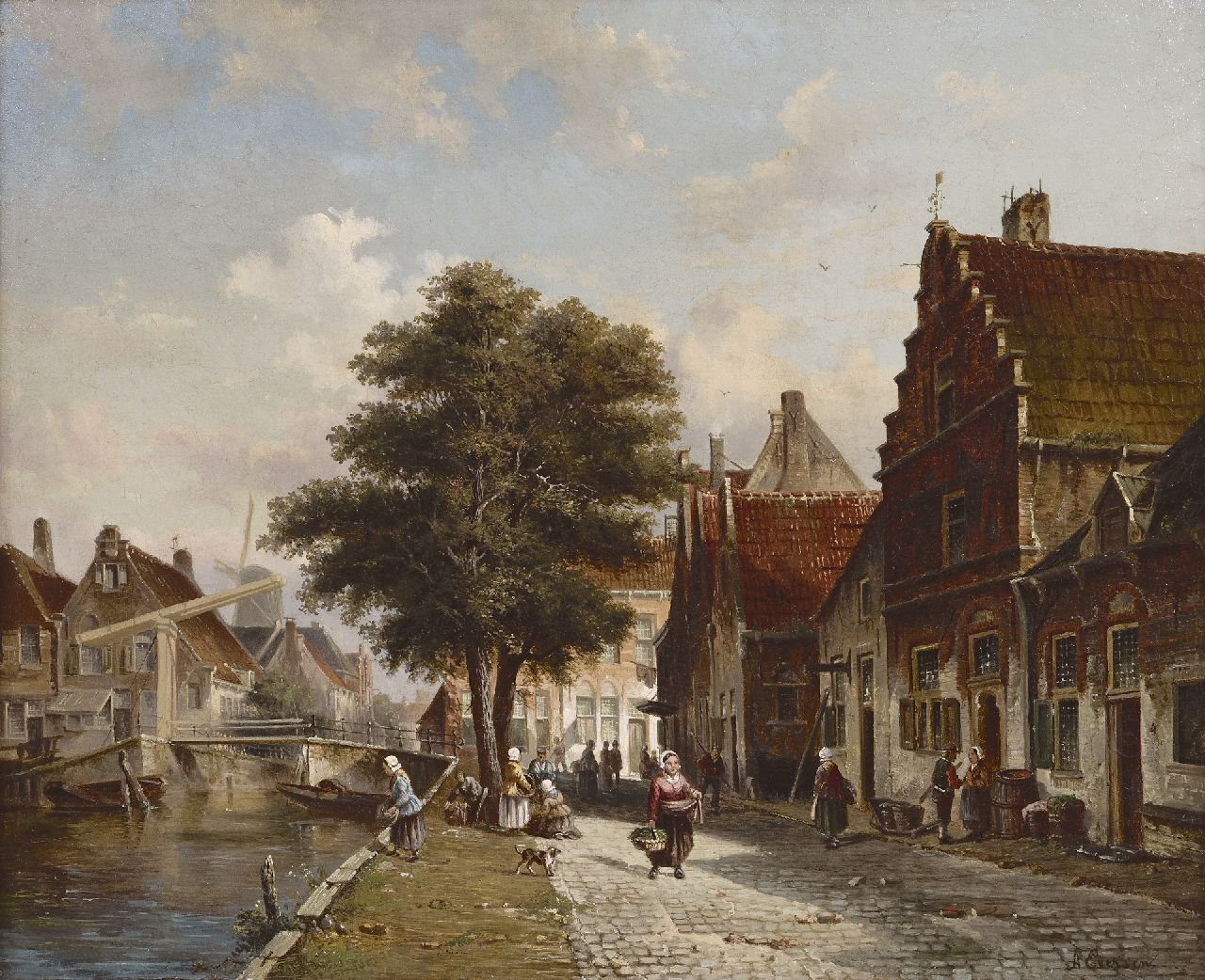 Eversen A.  | Adrianus Eversen, A view of the Burgwal, Haarlem, oil on canvas 47.4 x 57.5 cm, signed l.r.