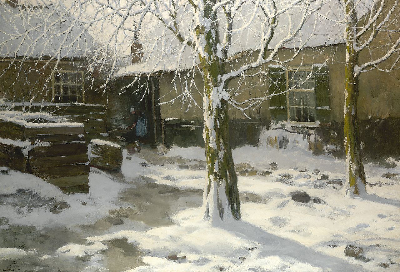 Soest L.W. van | 'Louis' Willem van Soest, Farm in the snow, oil on canvas 105.4 x 151.0 cm, signed l.l. and painted ca. 1914