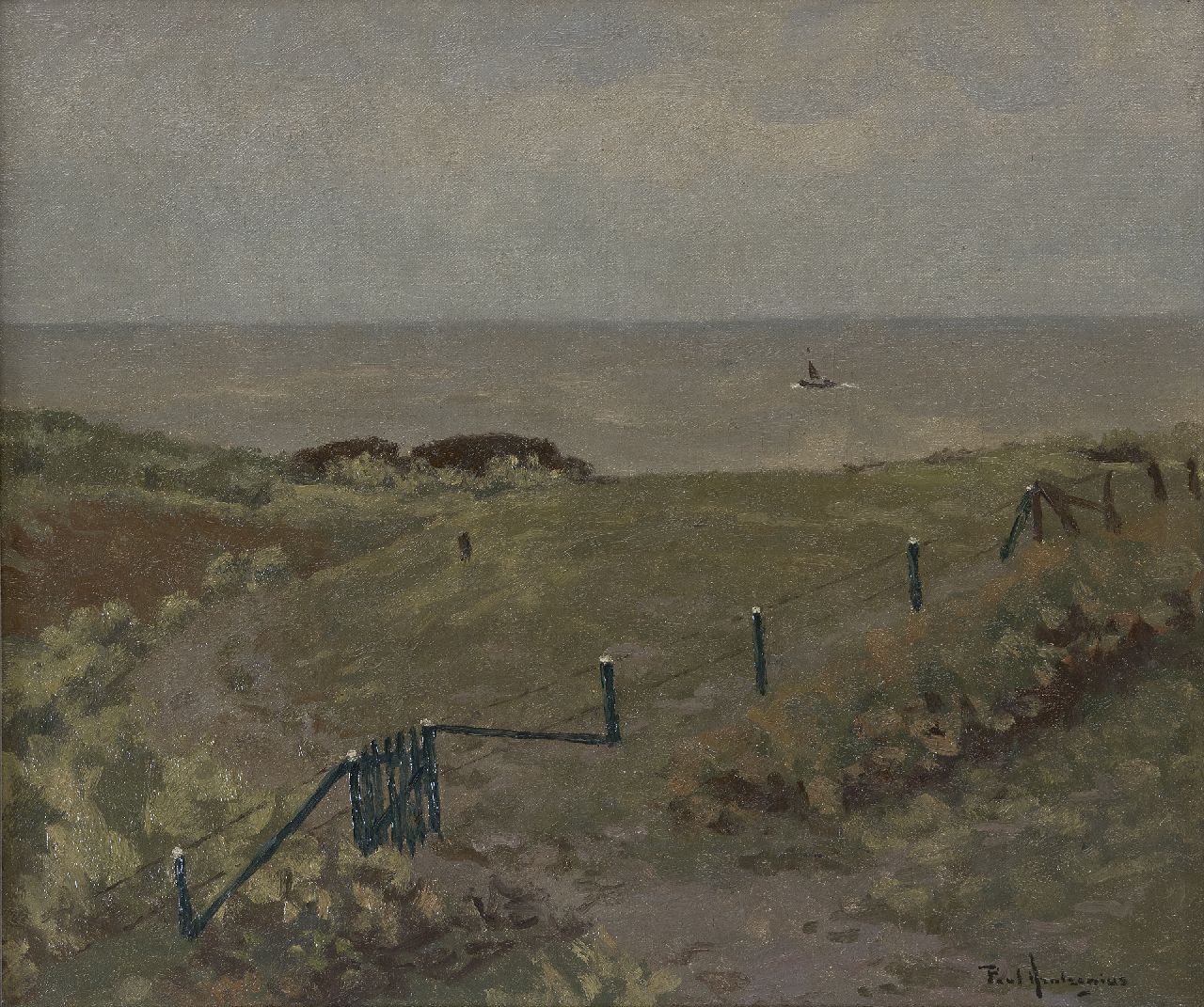 Arntzenius P.  | Paul Arntzenius, A coastal landscape, oil on canvas 45.5 x 53.8 cm, signed l.r.