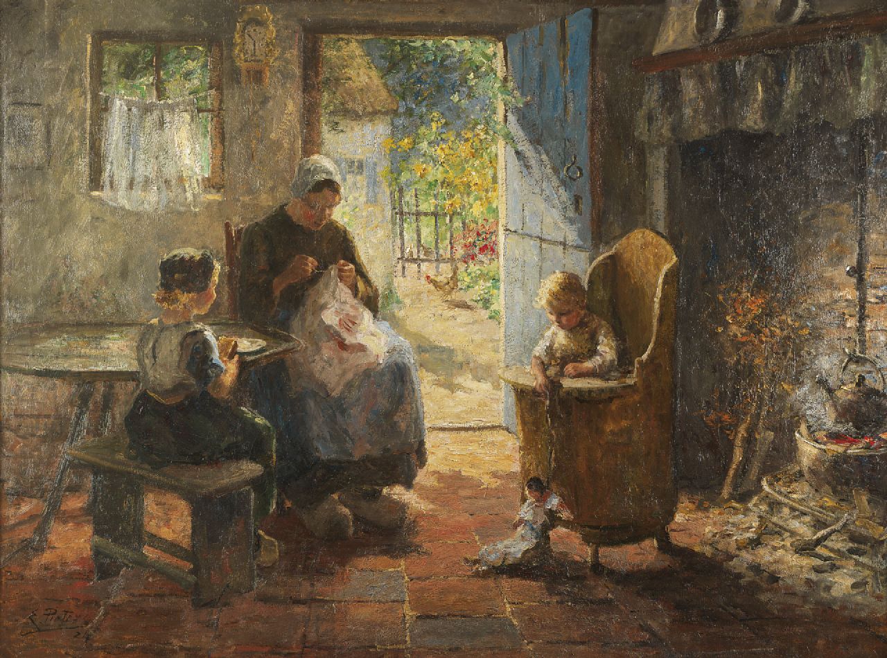 Pieters E.  | Evert Pieters, A mother's bliss, oil on canvas 121.5 x 161.0 cm, signed l.l. and dated '24