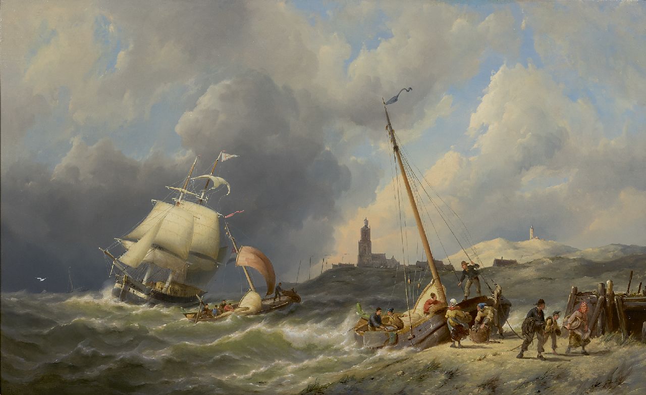 Dommershuijzen P.C.  | Pieter Cornelis Dommershuijzen, A view on the coast of Walcheren, oil on panel 50.3 x 81.6 cm, signed l.l. and dated 1886