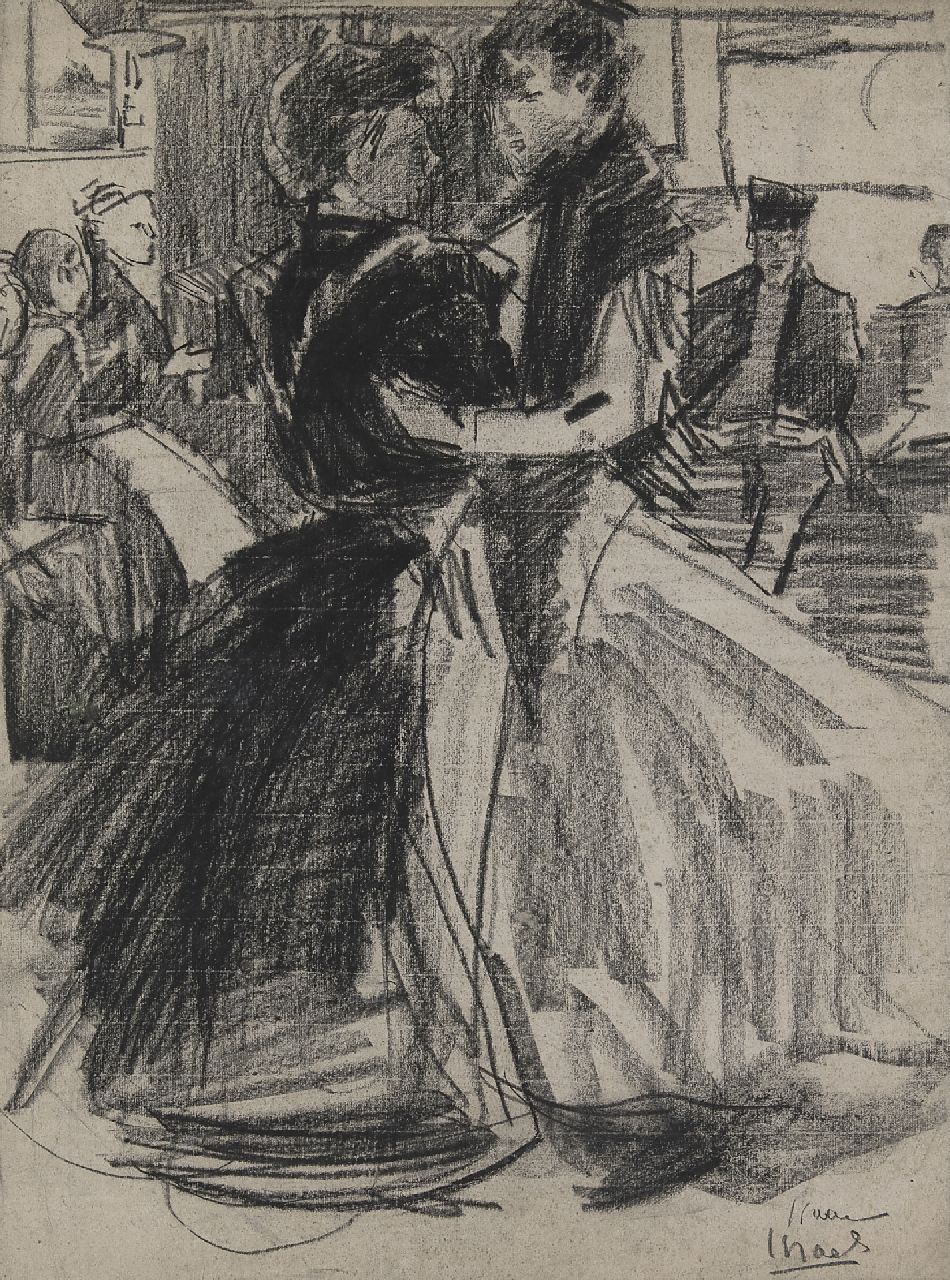 Israels I.L.  | 'Isaac' Lazarus Israels, Dancing women - Amsterdam, black chalk on paper 69.0 x 51.0 cm, signed l.r. and executed ca. 1892-1893