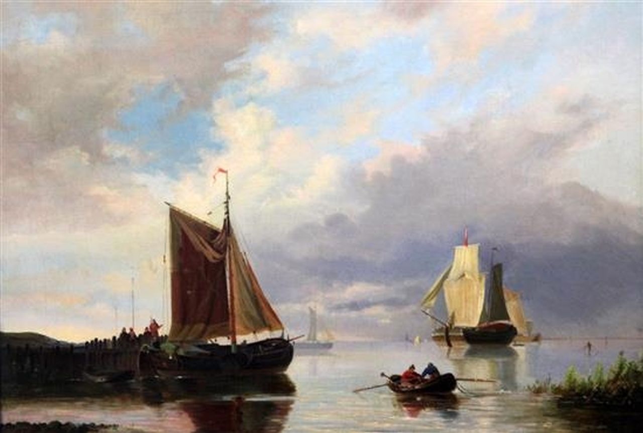 George Henry Hendriks | Sailing ships in calm water, oil on canvas, 43.0 x 61.0 cm, signed l.r.
