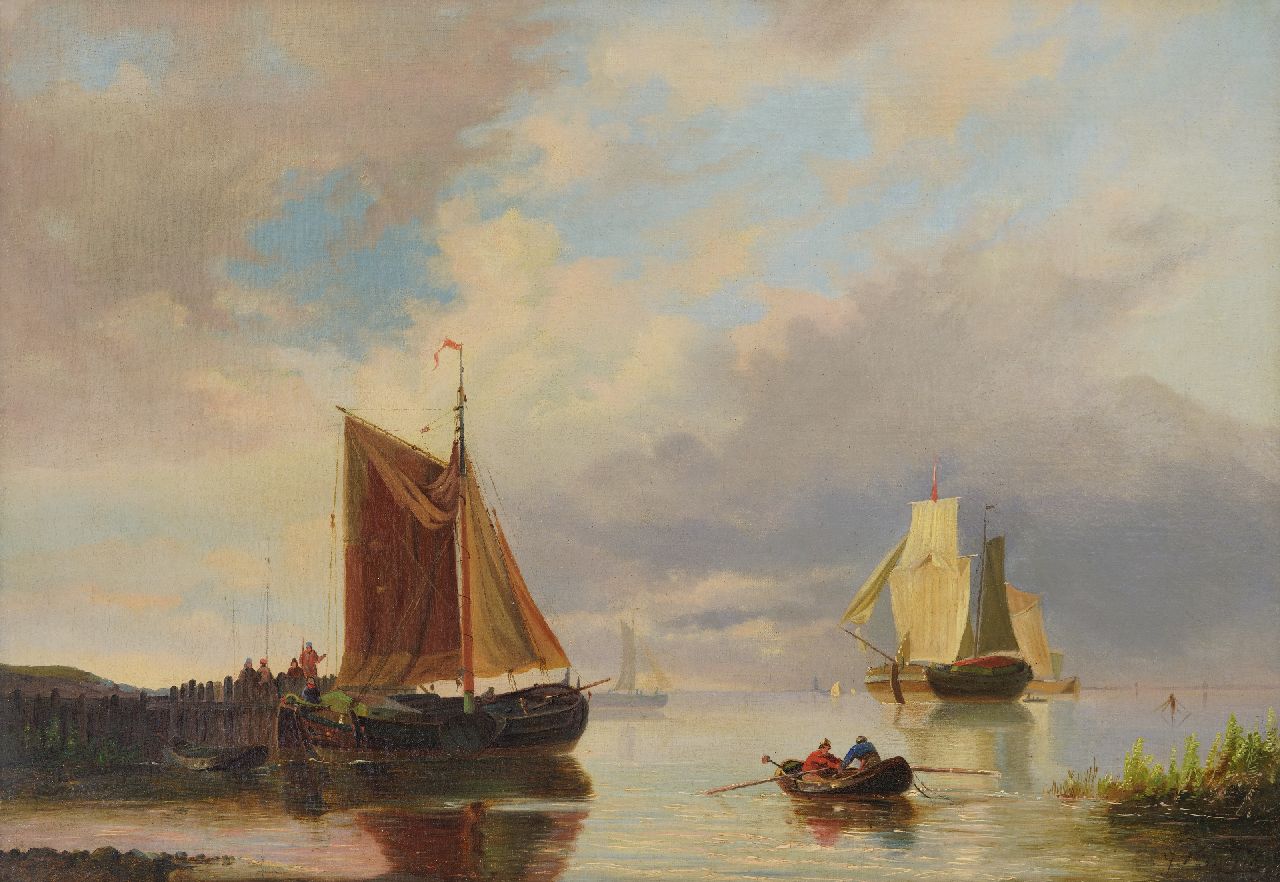 George Henry Hendriks | Sailing ships in calm water, oil on canvas, 43.0 x 61.0 cm, signed l.r.