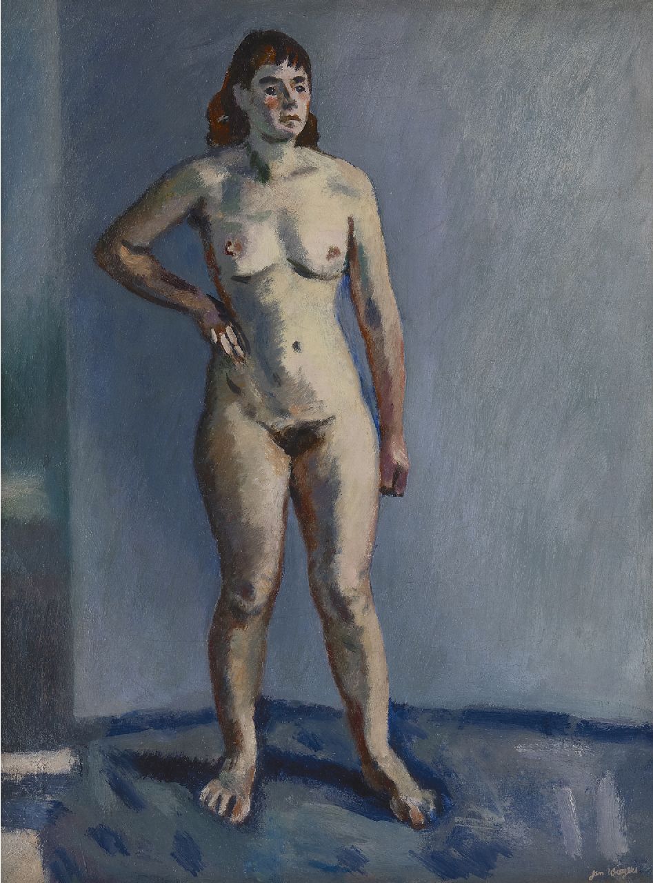 Wiegers J.  | Jan Wiegers | Paintings offered for sale | Standing nude, oil on canvas 61.3 x 46.3 cm, signed l.r. and painted in the 1940s