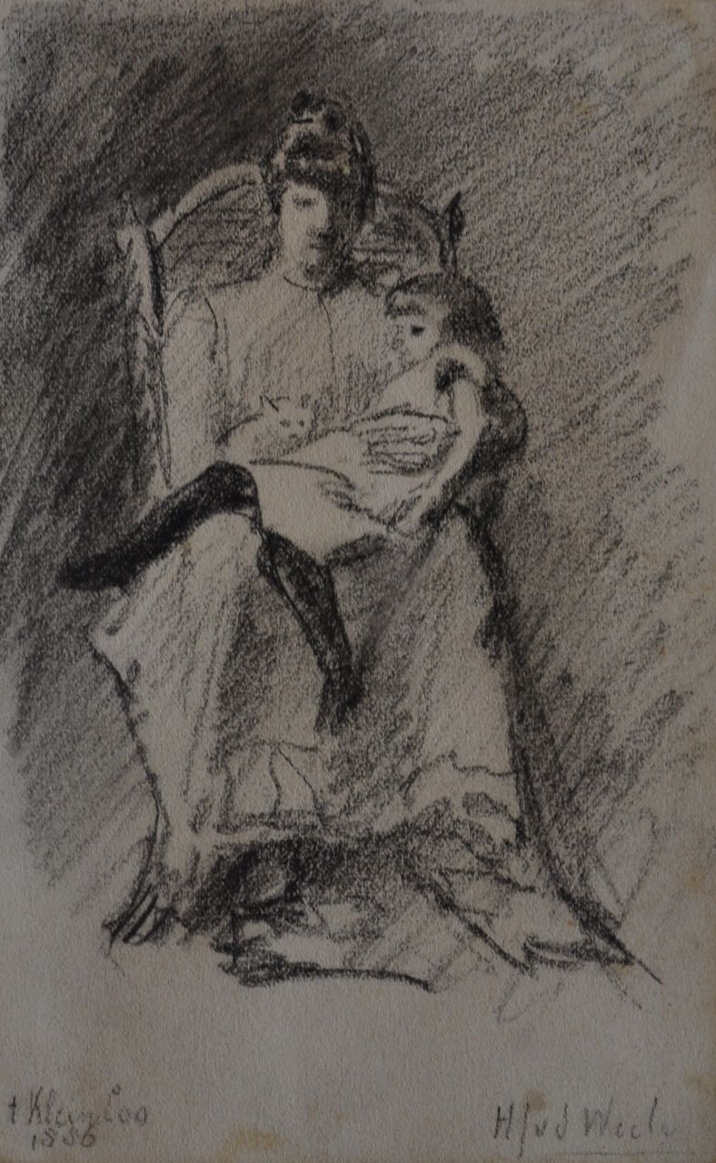 Herman van der Weele | Mother and child; portrait of the artist's wife and their daughter, charcoal on paper, 17.4 x 10.9 cm, signed l.r. and dated 1886