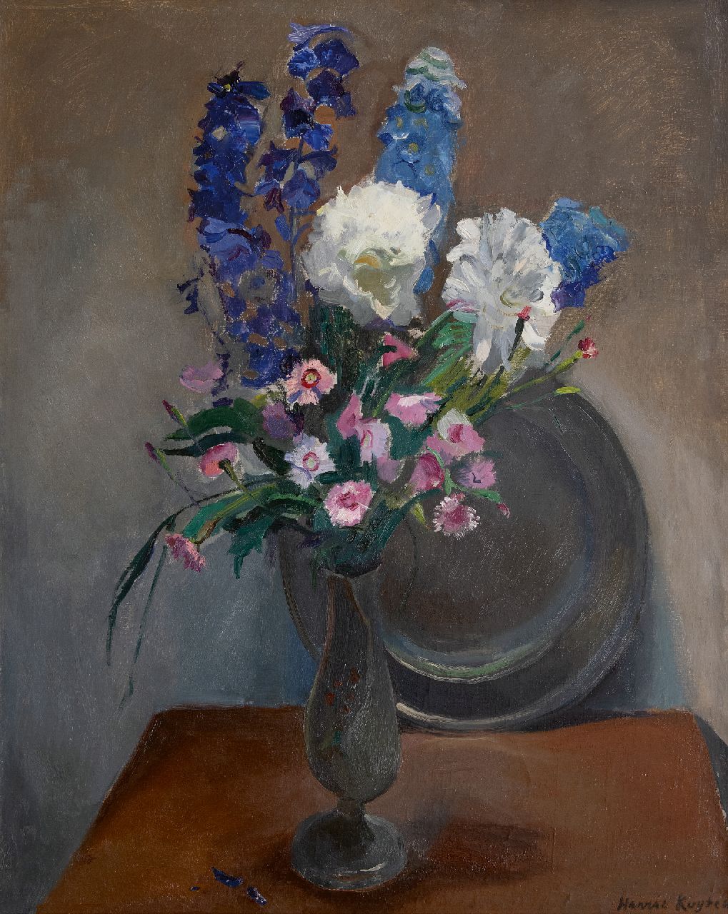 Kuijten H.J.  | Henricus Johannes 'Harrie' Kuijten | Paintings offered for sale | A vase with summer flowers, oil on canvas 82.6 x 65.5 cm, signed l.r.