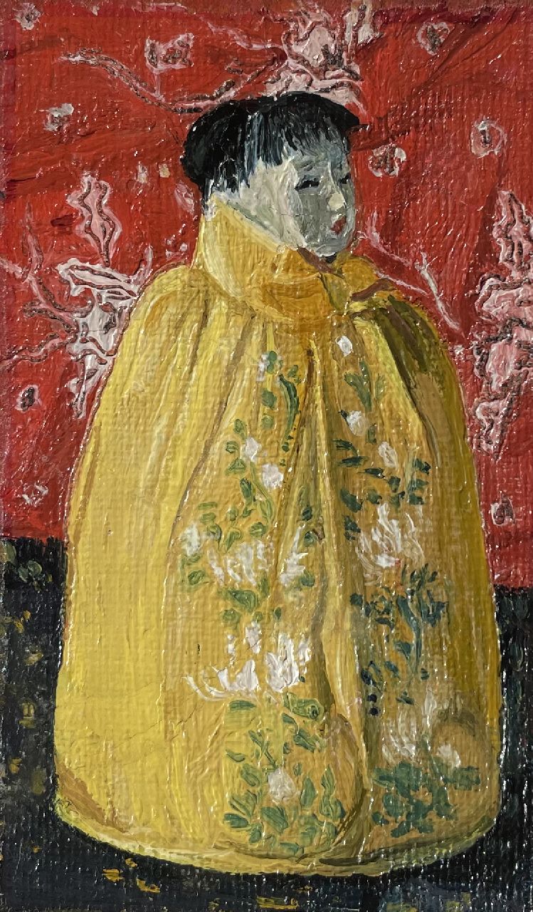 Teixeira de Mattos J.  | Joseph Teixeira de Mattos, The Chinese doll, oil on canvas 10.2 x 6.1 cm, signed verso and verso gedateerd 1917