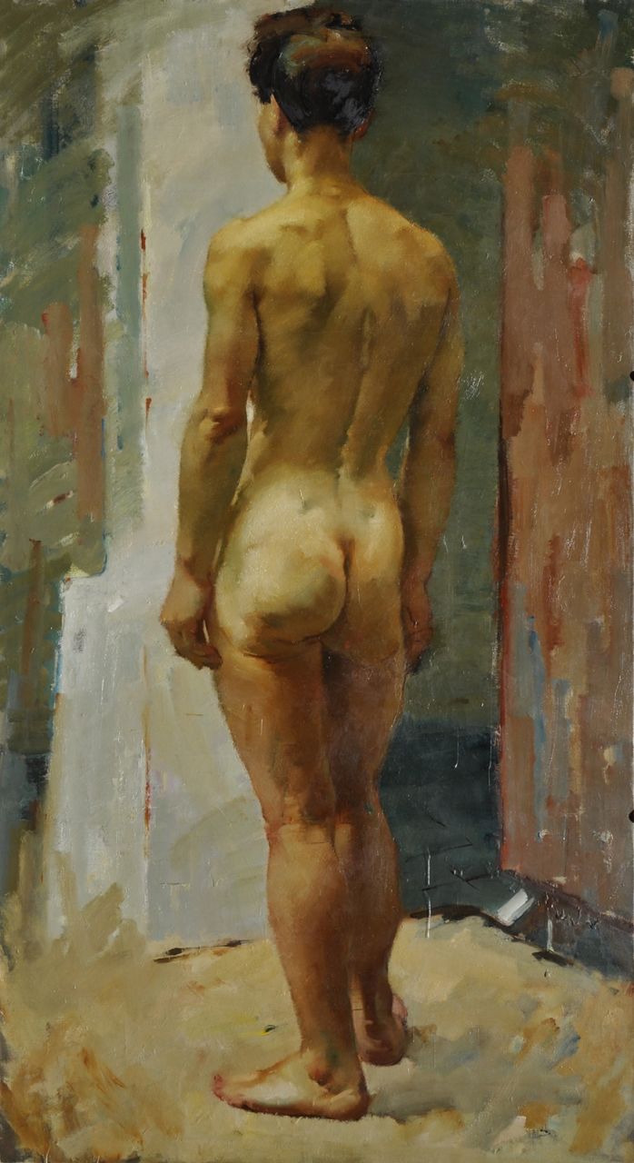 Mulders M. Van | Modest Van Mulders | Paintings offered for sale | Standing nude, oil on canvas 200.5 x 110.4 cm Mulders M. Van | Modest Van Mulders | Paintings offered for sale | Standing nude, oil on canvas 200.5 x 110.4 cm
