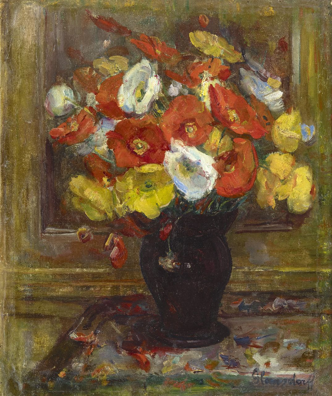 Glansdorff H.  | Hubert Glansdorff, Poppies, oil on canvas 50.8 x 43.1 cm, signed l.r.