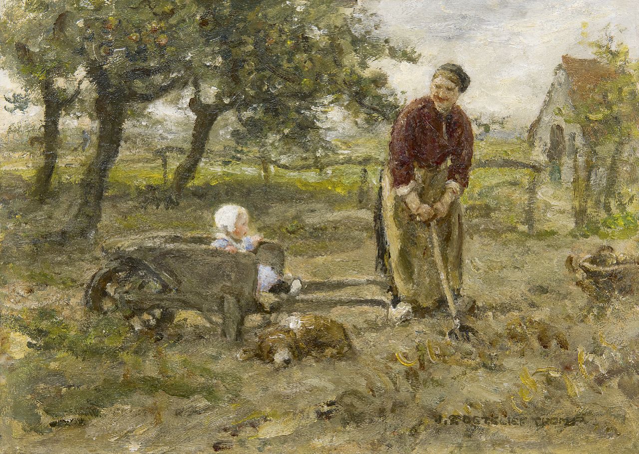 Zoetelief Tromp J.  | Johannes 'Jan' Zoetelief Tromp, Gathering potatoes, oil on canvas 25.3 x 35.2 cm, signed l.r.