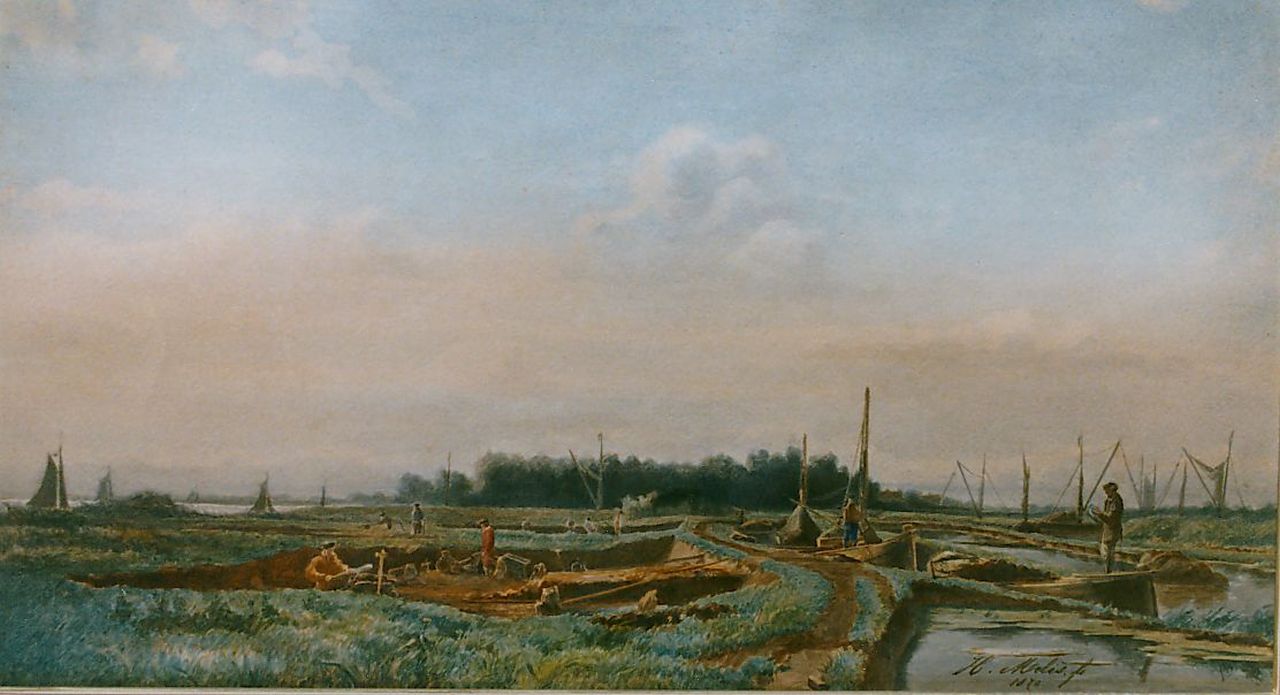 Mélis H.J.  | Henricus Joannes Mélis, Reclamation, Schieland, watercolour on paper 26.0 x 46.0 cm, signed l.r. and dated 1870