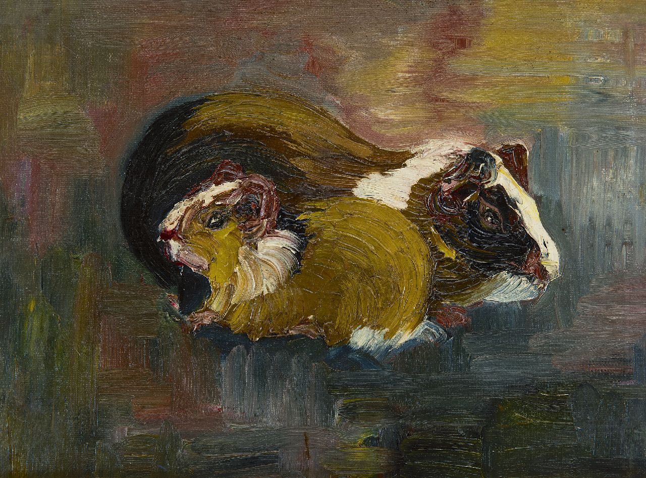 Chris Lanooy | Guinea-pigs, oil on canvas laid down on board, 22.0 x 29.5 cm