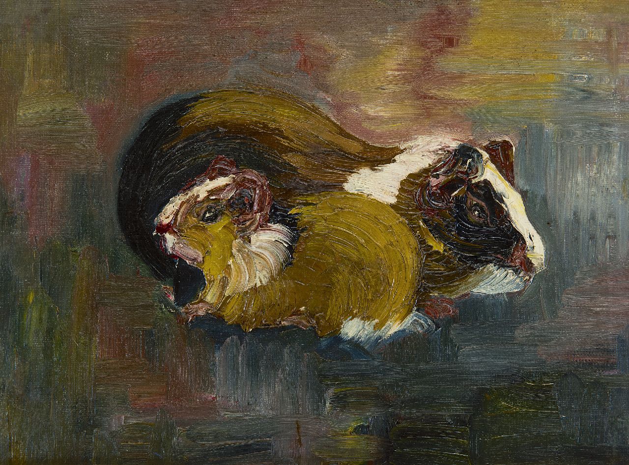 Lanooy C.J.  | Christiaan Johannes 'Chris' Lanooy | Paintings offered for sale | Guinea-pigs, oil on canvas laid down on board 22.0 x 29.5 cm