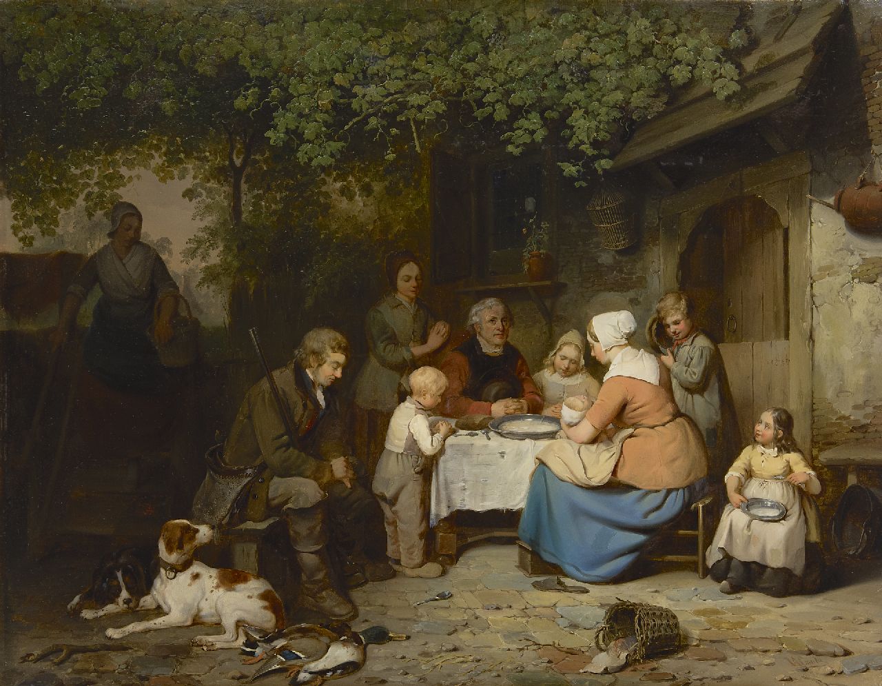 Johannes Antonius Canta | Praying before the meal, oil on panel, 63.9 x 82.5 cm, signed l.r.