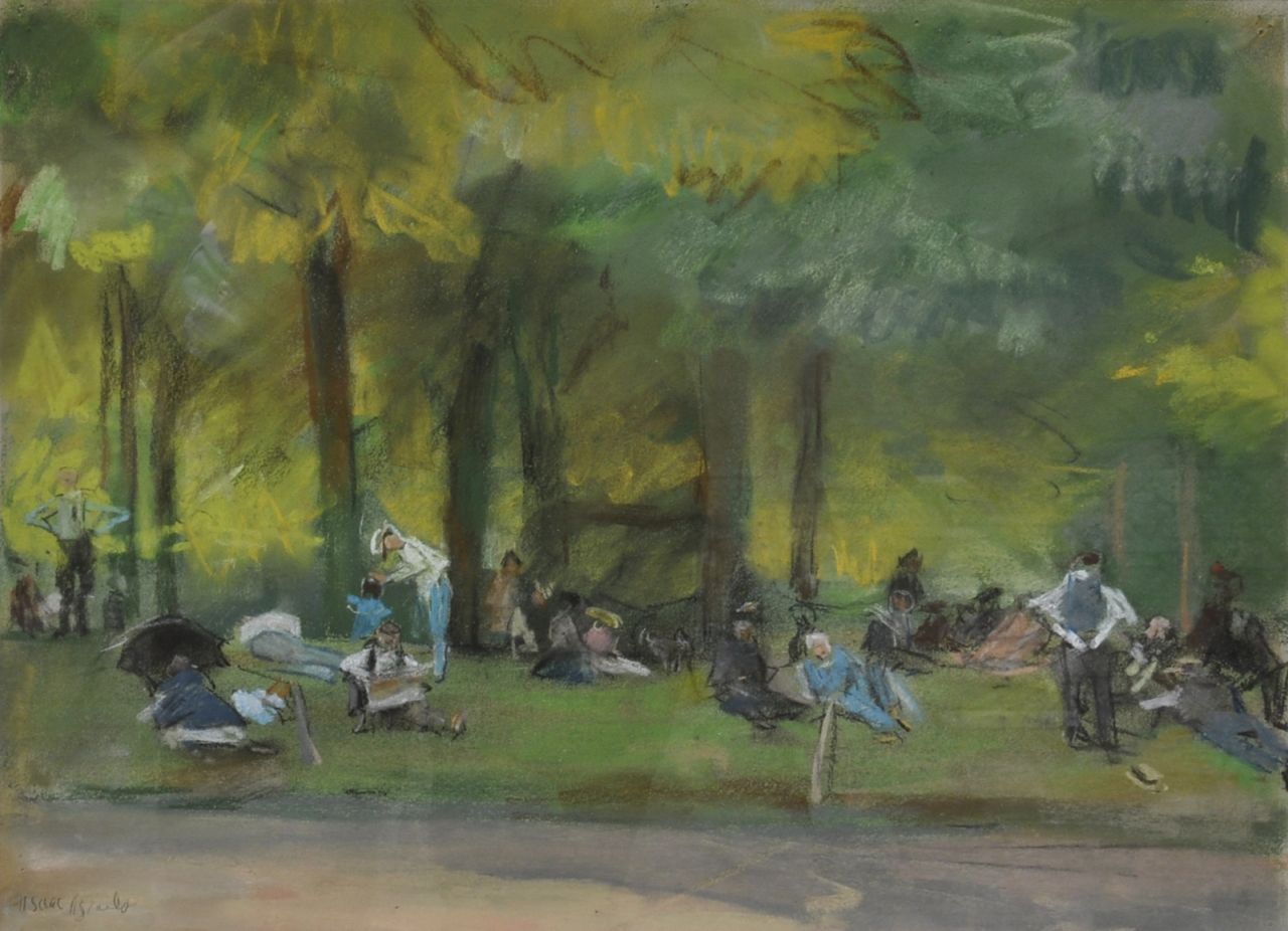 Israels I.L.  | 'Isaac' Lazarus Israels, In the Bois de Boulogne, pastel on paper 31.3 x 39.2 cm, signed l.l.