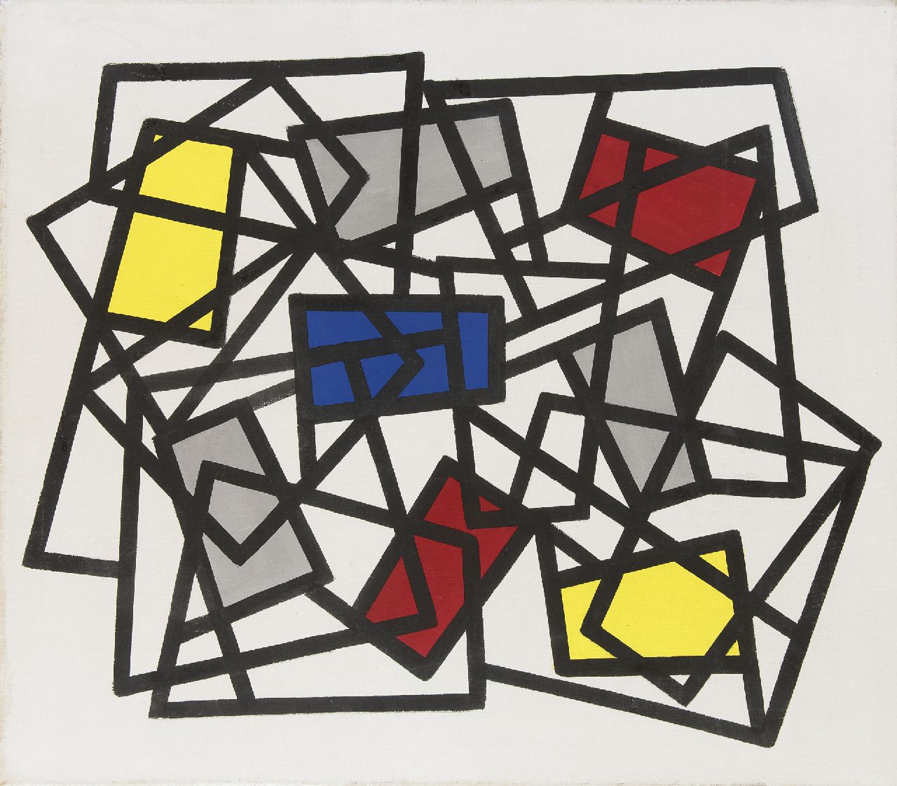 Berg S.R. van den | Sybren Ridsert 'Siep' van den Berg, Kompositie 'Hek', oil on canvas 70.0 x 80.0 cm, signed on the stretcher and painted ca. 1960-1966