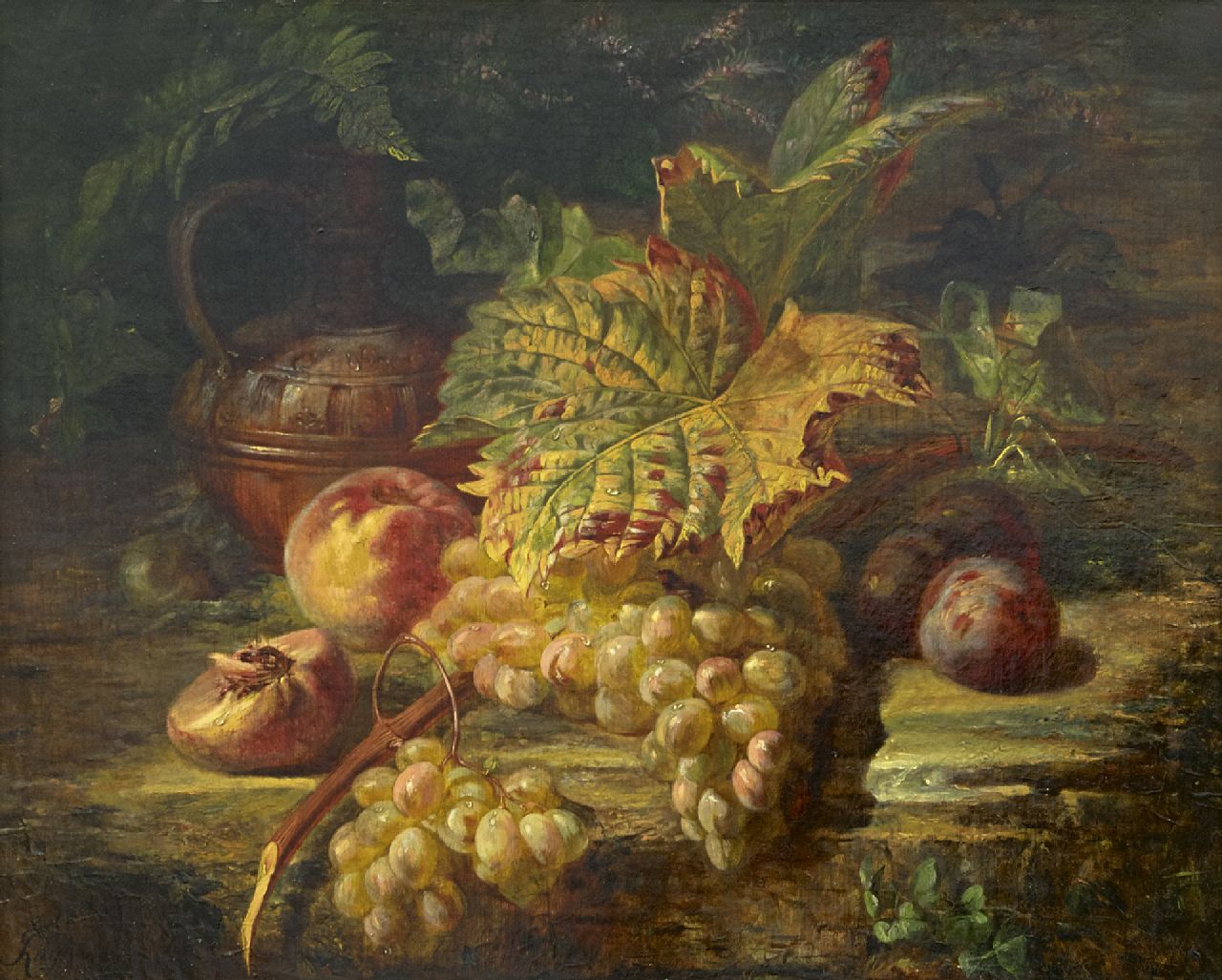 François Huygens | A still life with grapes, oil on canvas, 48.6 x 59.5 cm, signed l.l. and dated '60