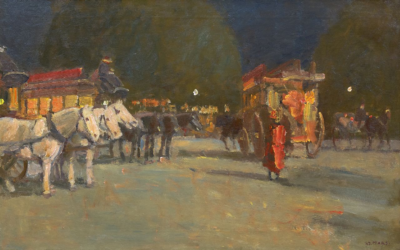 Maks C.J.  | Cornelis Johannes 'Kees' Maks | Paintings offered for sale | Omnibusses in Paris, oil on canvas 52.9 x 83.0 cm, signed l.r. and painted in 1910