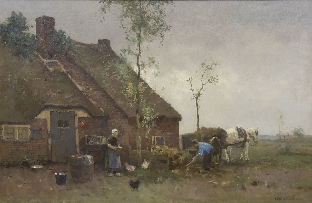 Vreedenburgh C.  | Cornelis Vreedenburgh, A busy farmyard, oil on canvas 58.4 x 89.0 cm, signed l.r.