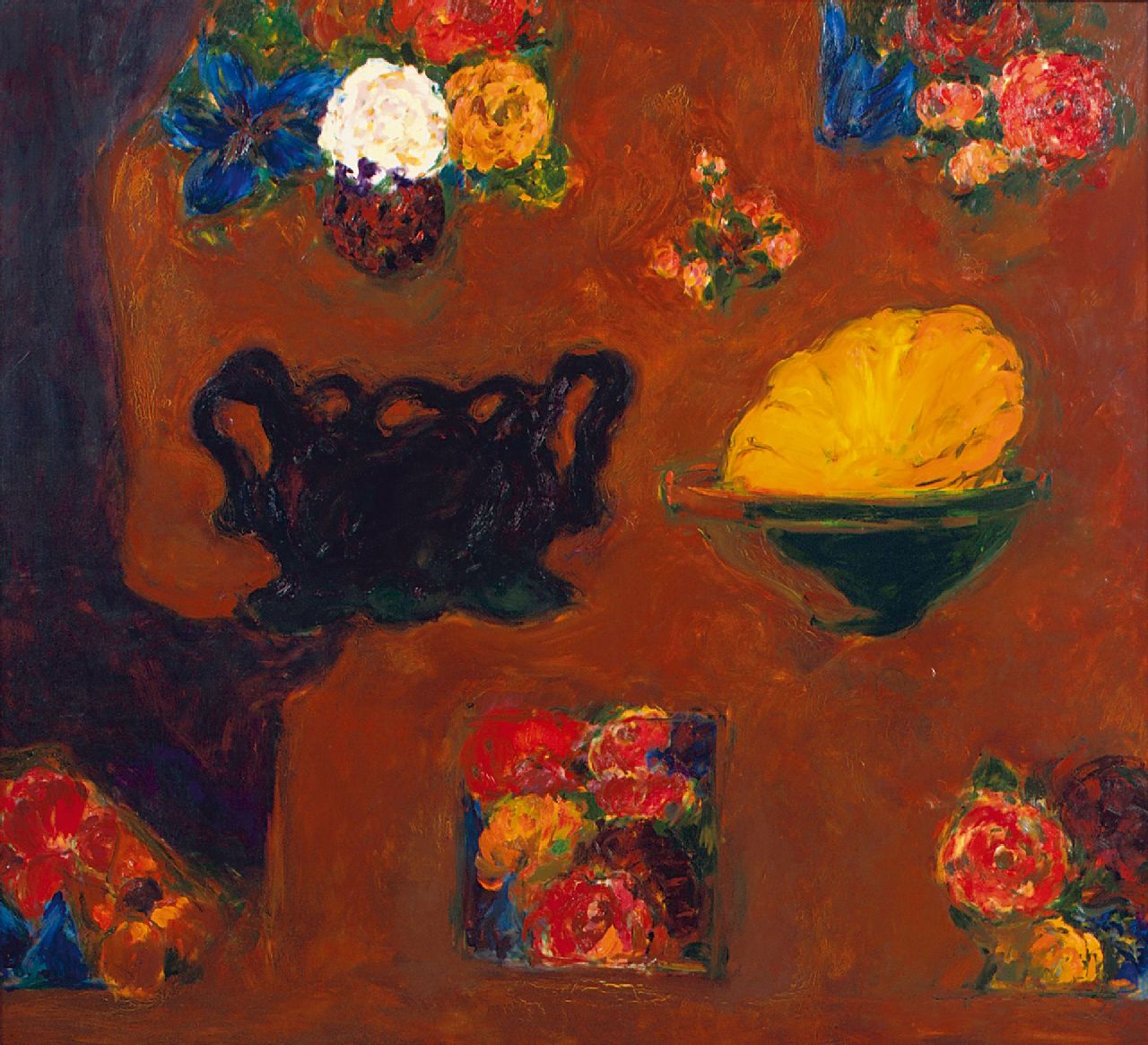 Hoek H. van | Hans van Hoek | Paintings offered for sale | Bowl within a bowl, oil on canvas 145.0 x 145.0 cm, signed on the reverse and dated on the reverse '95-97