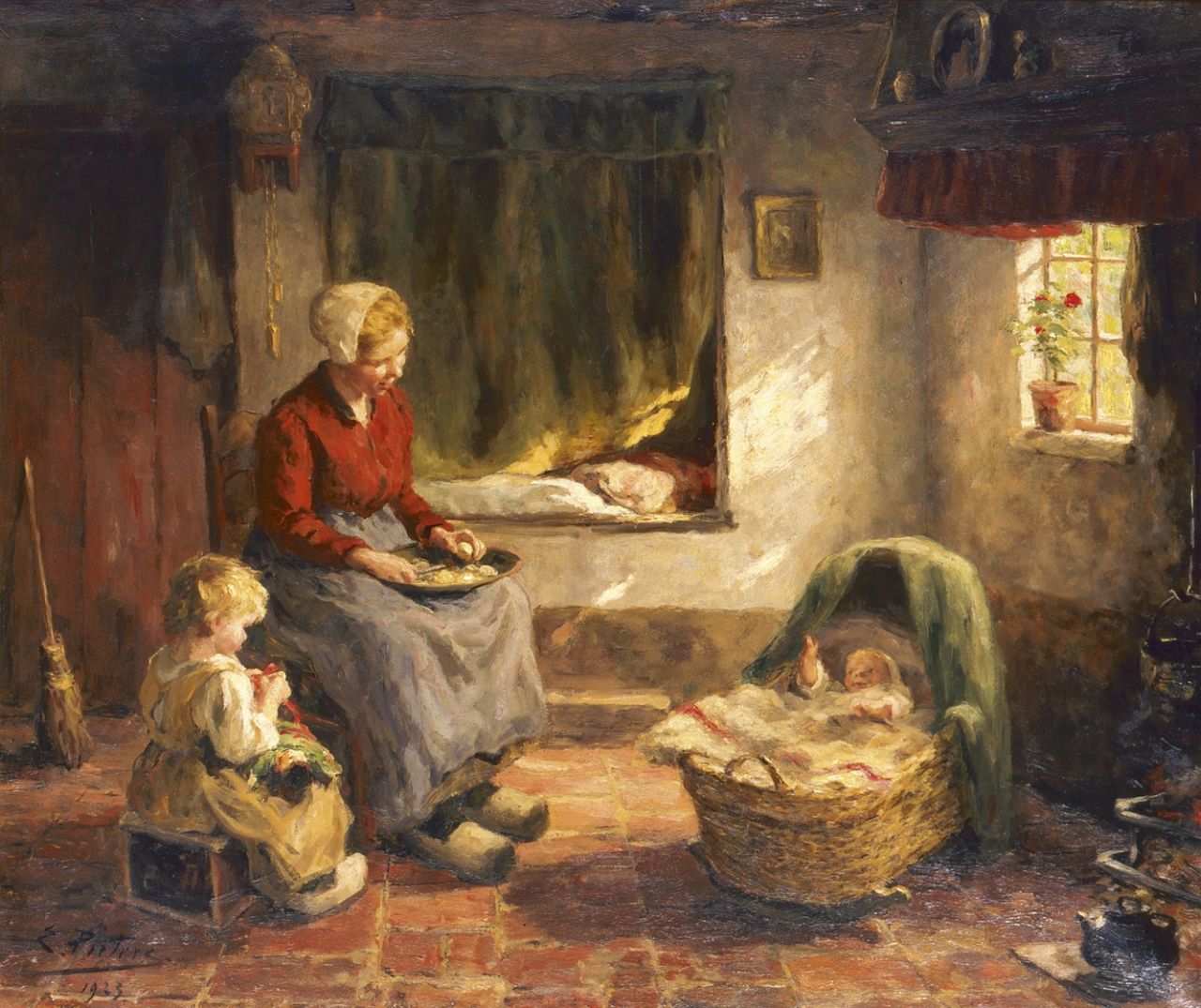 Pieters E.  | Evert Pieters, A happy family, oil on canvas 78.2 x 92.3 cm, signed l.l. and dated 1923