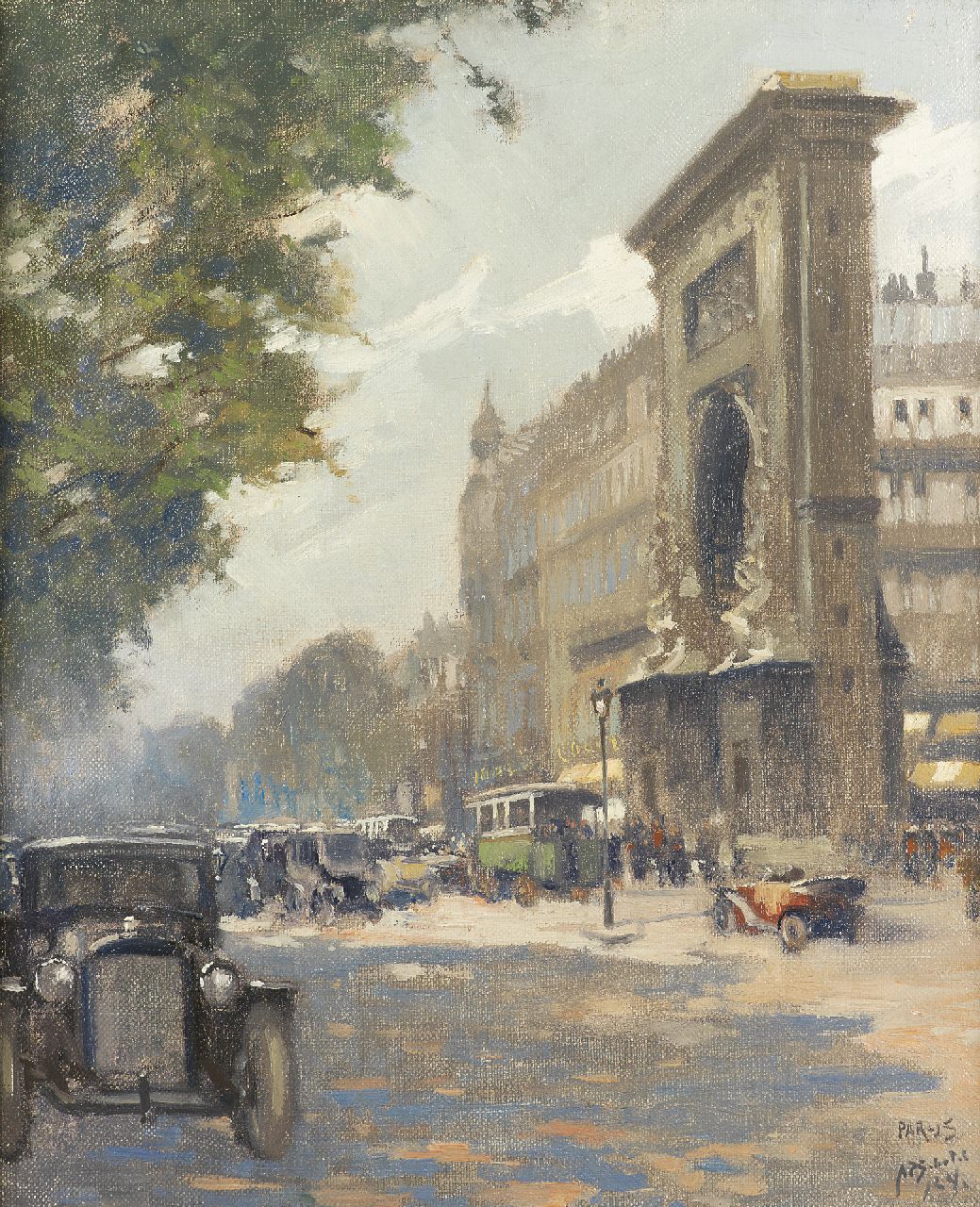 Schotel A.P.  | Anthonie Pieter Schotel | Paintings offered for sale | Porte Saint-Denis in Paris, oil on canvas 57.0 x 47.0 cm, signed l.r. and dated '24