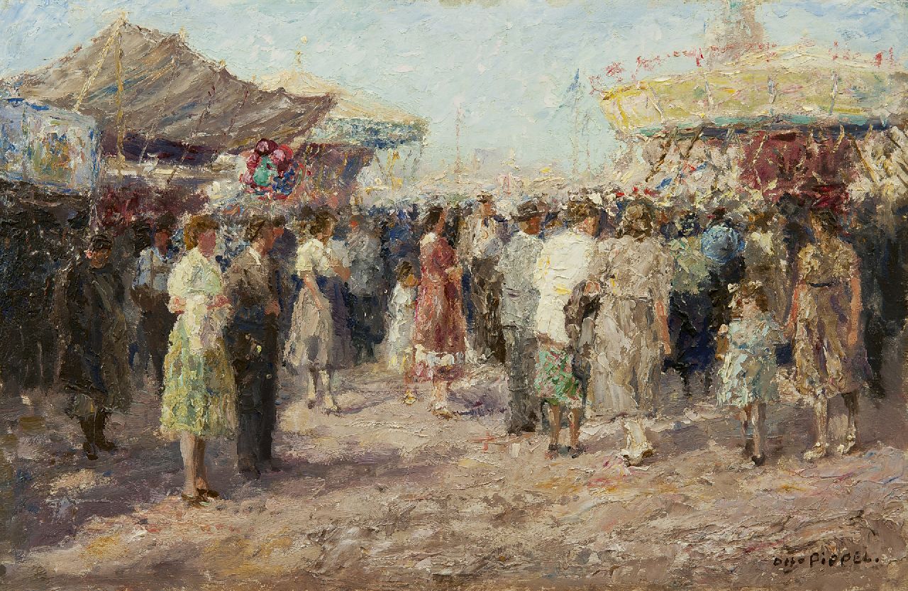 Pippel O.E.  | 'Otto' Eduard Pippel | Paintings offered for sale | At the fair, oil on panel 33.8 x 51.6 cm, signed l.r.