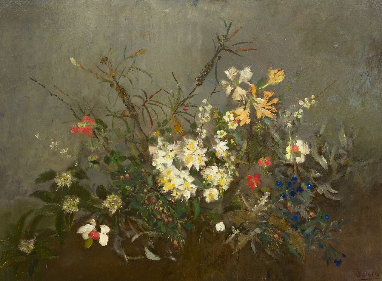 Sorella | Spring flowers, oil on board, 75.2 x 99.8 cm, signed l.r.