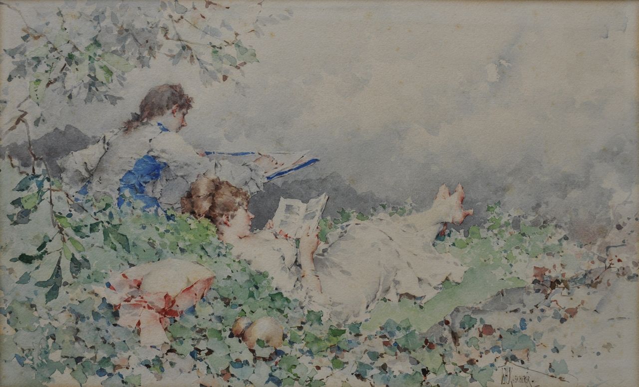 Kaemmerer F.H.  | Frederik Hendrik Kaemmerer, The honeymoon, watercolour on paper 27.8 x 44.5 cm, signed l.r.