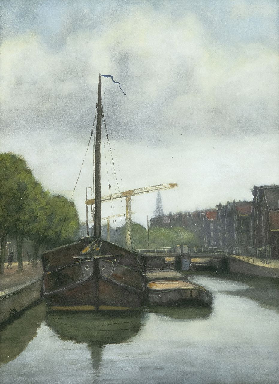 Haaren D.J. van | 'Dirk' Johannes van Haaren | Watercolours and drawings offered for sale | The Brouwersgracht, Amsterdam, gouache on paper 40.5 x 29.8 cm, signed m.l. and dated '05