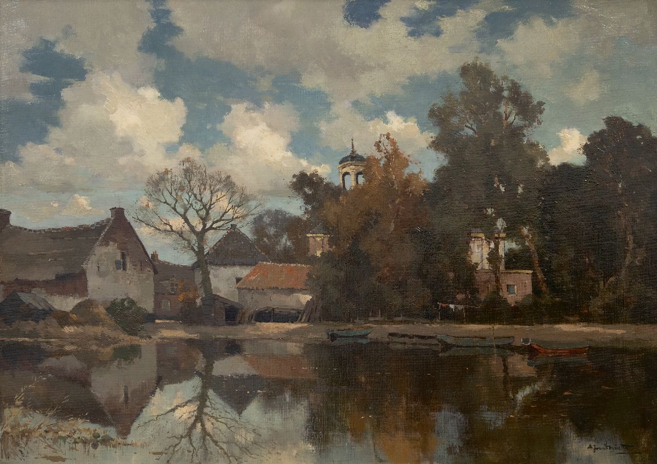 Driesten A.J. van | Arend Jan van Driesten | Paintings offered for sale | Village near the water, oil on canvas 50.5 x 70.0 cm, signed l.r.